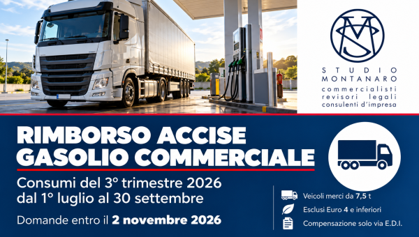Rimborso accise sul gasolio commerciale: consumi del terzo trimestre 2026